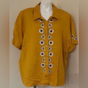BOB MACKIE WEARABLE ART NWT Mustard Yellow Sleeveless Top & Jacket Set Sz 3X